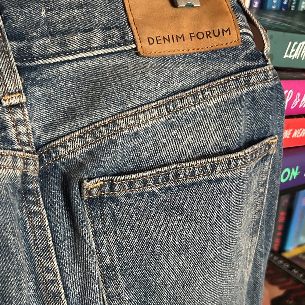 Denim Forum Women’s Washed Blue Slim Straight Jeans - Picture 6 of 8